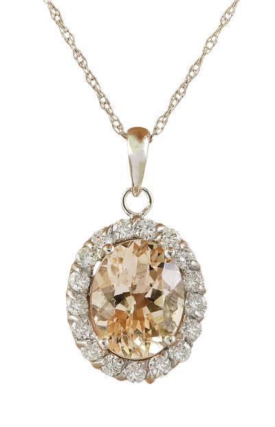 2.00 CTW MORGANITE 14K WHITE GOLD DIAMOND NECKLACE (1 of 6)
