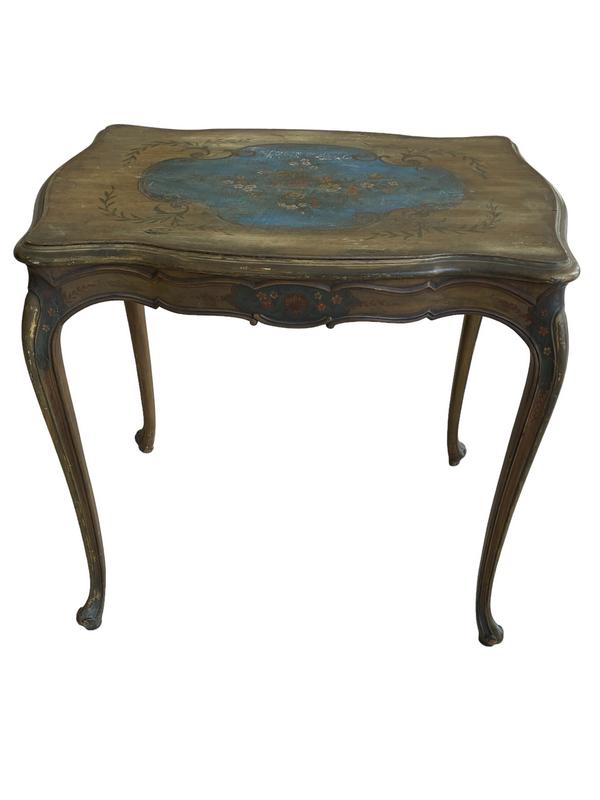 VTG HAND PAINTED WIDDICOMB STYLE SIDE TABLE 29": VINTAGE HAND PAINTED WIDDICOMB STYLE SIDE TABLE-28" X 29" X 20" APPROX-GOOD PRE OWNED CONDITION, MINOR WEAR-DP5923