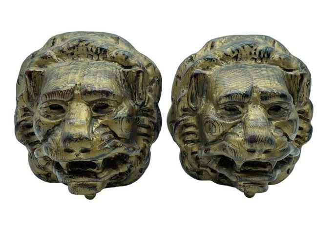 PAIR OF LION HEAD BOOKENDS 8.5" (1 of 5)