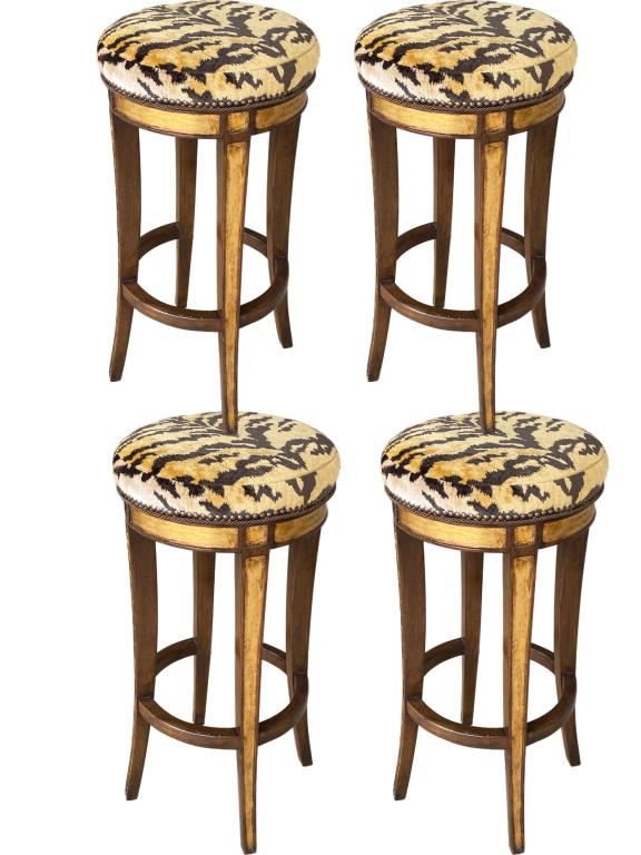 4 LEOPARD ANIMAL PRINT DECO STYLE BAR STOOLS (1 of 7)