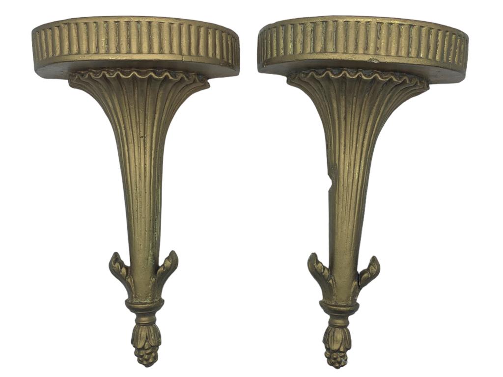 HOLLYWOOD REGENCY STYLE WALL SCONCE SHELVES (2) (1 of 5)