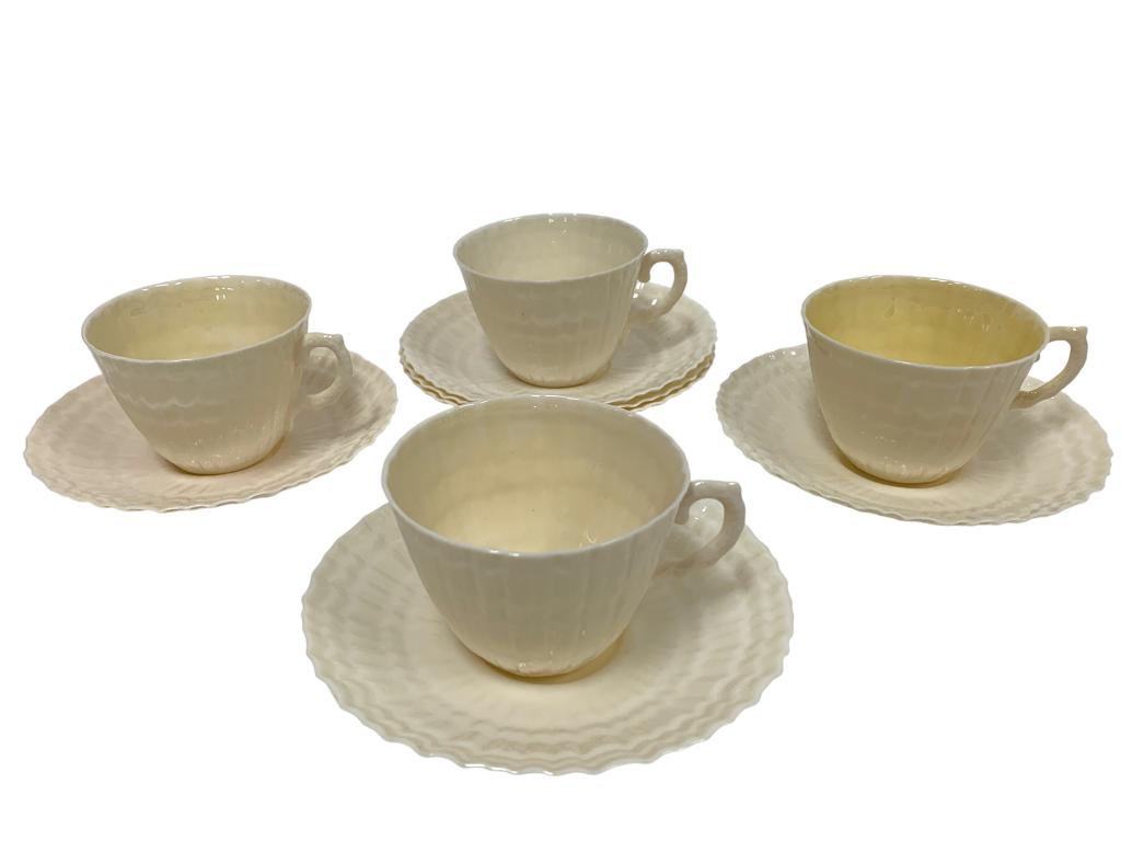 VTG BELLEEK IRELAND LIMPET YELLOW TEA CUP SET (10) (1 of 4)