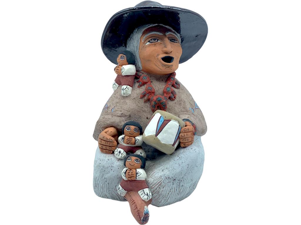 SIGNED NATIVE AMERICAN CERAMIC STORYTELLER 11" (1 of 6)