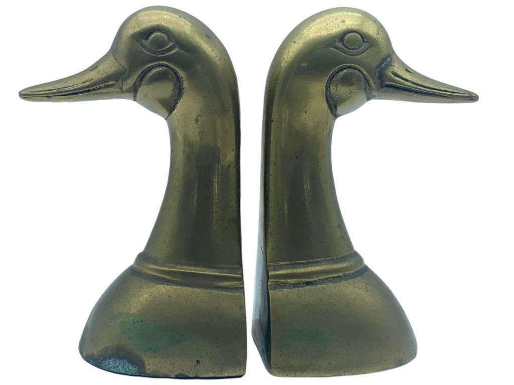 MID-CENTURY BRASS DUCK HEAD BOOKENDS (2) (1 of 5)