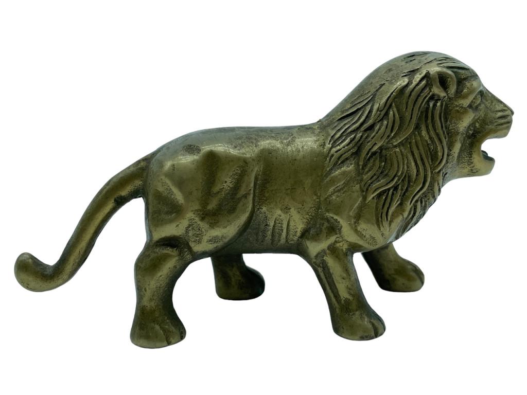 VINTAGE SOLID BRASS LION STATUE 4" (1 of 7)