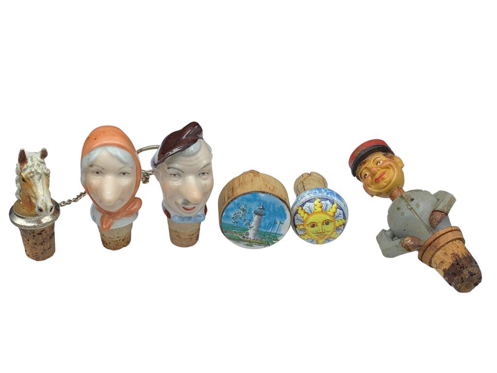 VINTAGE NOVELTY CORK BOTTLE STOPPER COLLECTION (1 of 4)