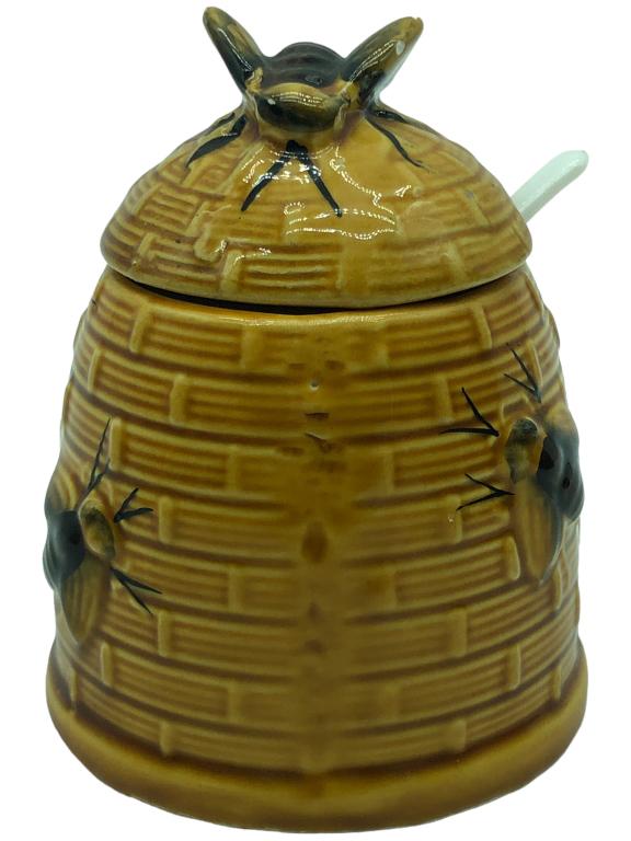 MID CENTURY CERAMIC BEEHIVE HONEY POT (1 of 5)