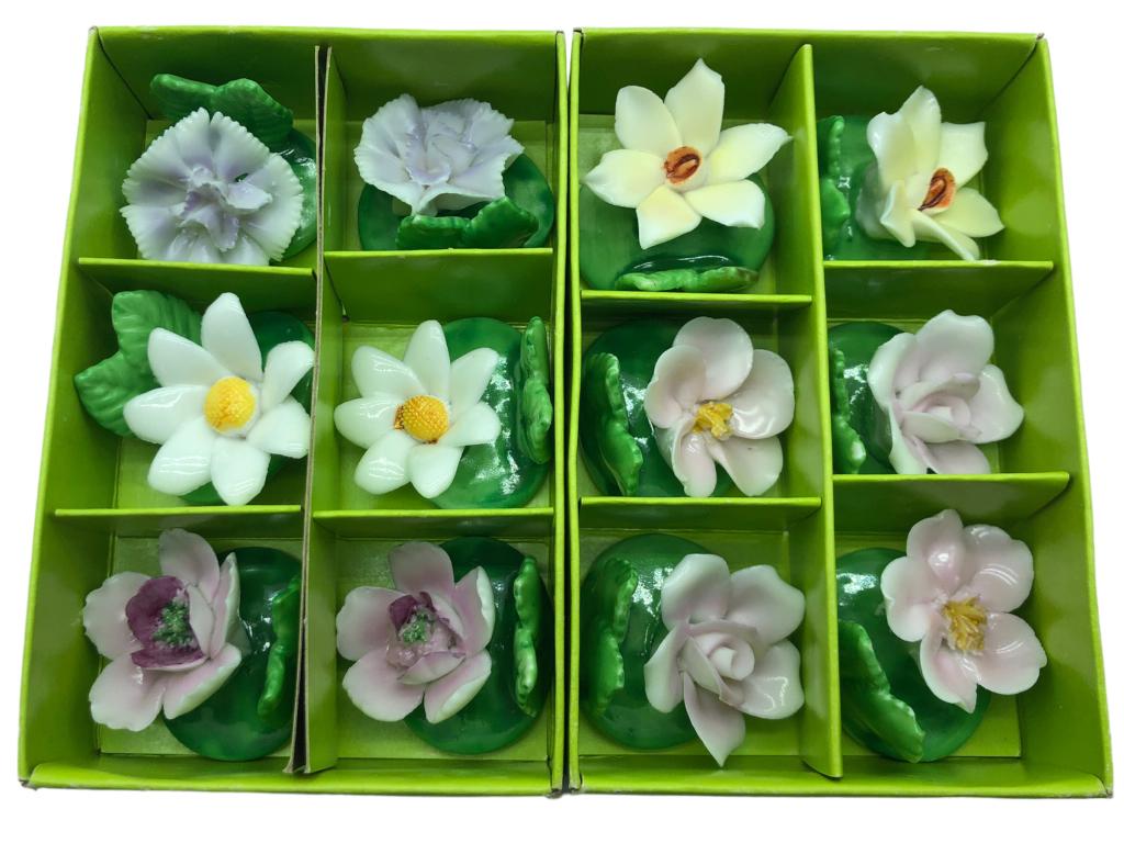 COLLECTION OF FINE DIAMANTINE FONDANT LILY PADS: COLLECTION OF FINE DIAMANTINE FONDANT LILY PADS -12 PIECE-VERY GOOD CONDITION-SIZE:1.5"-KA 5/31/23 SHO