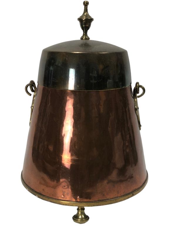 MID CENTURY COPPER & BRASS KINDLING BUCKET - 15" (1 of 5)