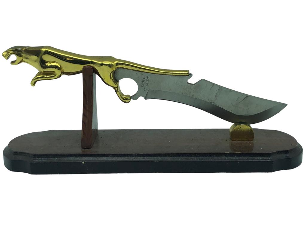 GOLD PANTHER KNIFE LETTER OPENER ON DISPLAY STAND (1 of 8)