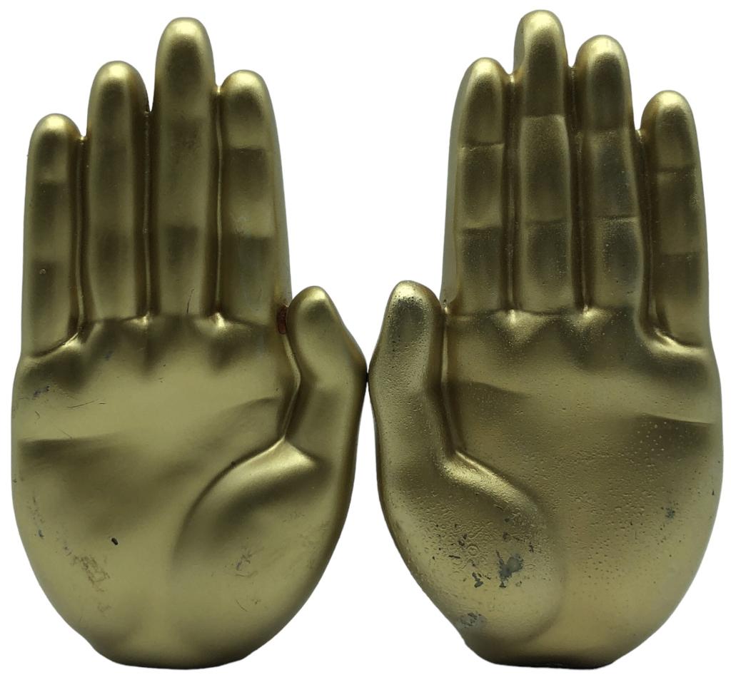 PAIR OF MODERN GOLD HAND BOOKENDS 6" (1 of 3)