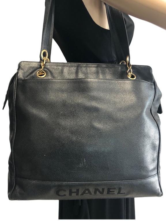 VTG CHANEL TIMELESS BLACK CAVIER SHOPPING TOTE (1 of 6)