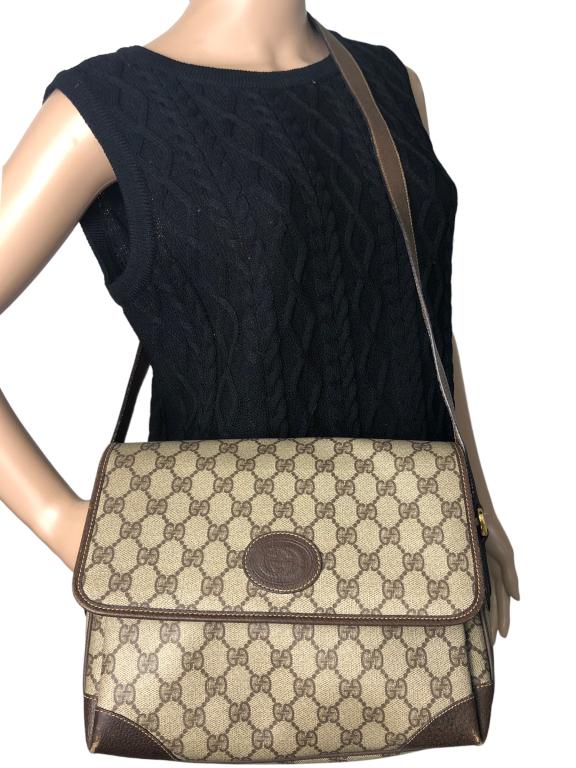 GUCCI VINTAGE  BEIGE/BROWN CROSSBODY HANDBAG (1 of 5)