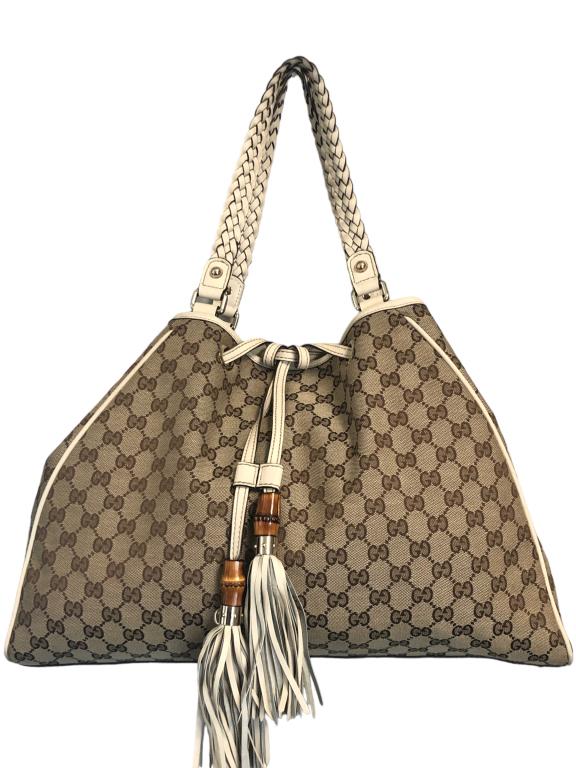 GUCCI PEGGY BEIGE MONOGRAMMED HANDBAG TOTE (1 of 6)