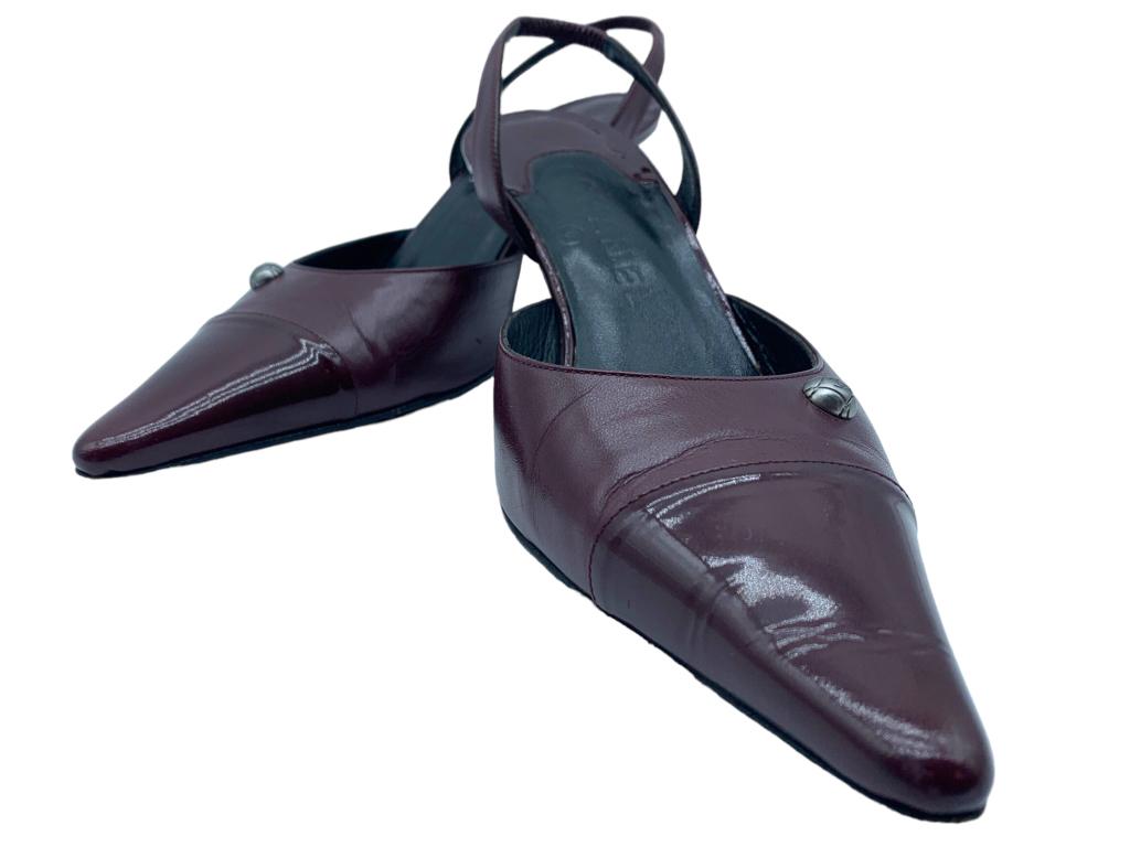 CHANEL VTG SLINGBACK PUMPS: CHANEL VTG SLINGBACK PUMPS -GOOD PREOWNED CONDITION, PLEASE SEE ALL PHOTOS-SIZE: 38-MADE IN ITALY-COLOR- WINE-KA BTQ 5/25/23