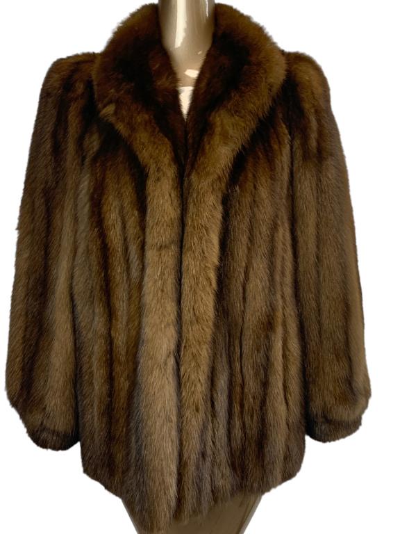 ELEGANT AND CLASSIC CUSTOM BROWN MINK JACKET SZ SM (1 of 8)
