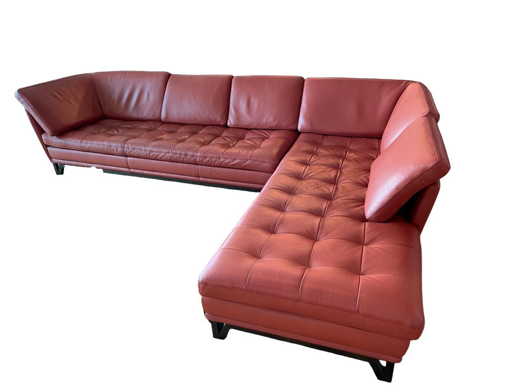 ROCHE BOBOIS RUST LEATHER SECTIONAL SOFA 128" (1 of 10)
