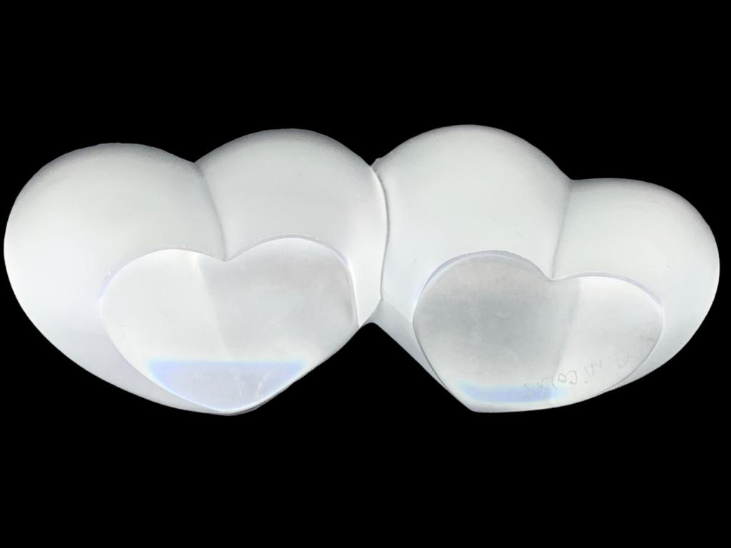 C. NICOLAS SIGNED TWO HEARTS CRYSTAL SCULPTURE 4" (1 of 7)