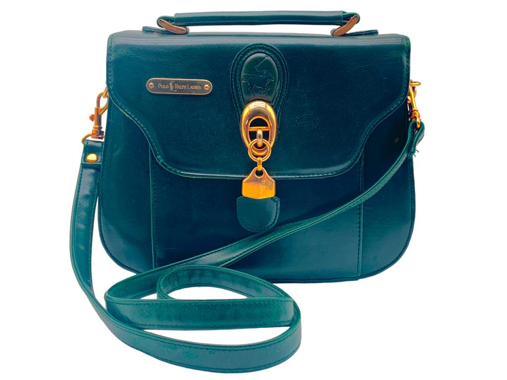 POLO RALPH LAUREN GREEN LEATHER CROSSBODY HANDBAG (1 of 4)