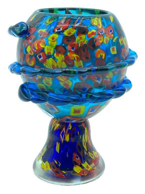 VTG MID MOD MURANO STYLE ART GLASS VASE 9" (1 of 5)