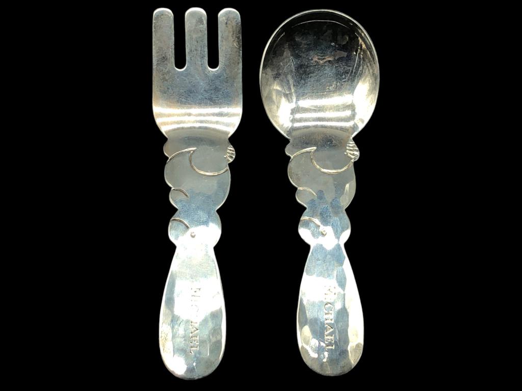 PORTER BLANCHARD STERLING SILVER BABY SPOON & FORK (1 of 5)