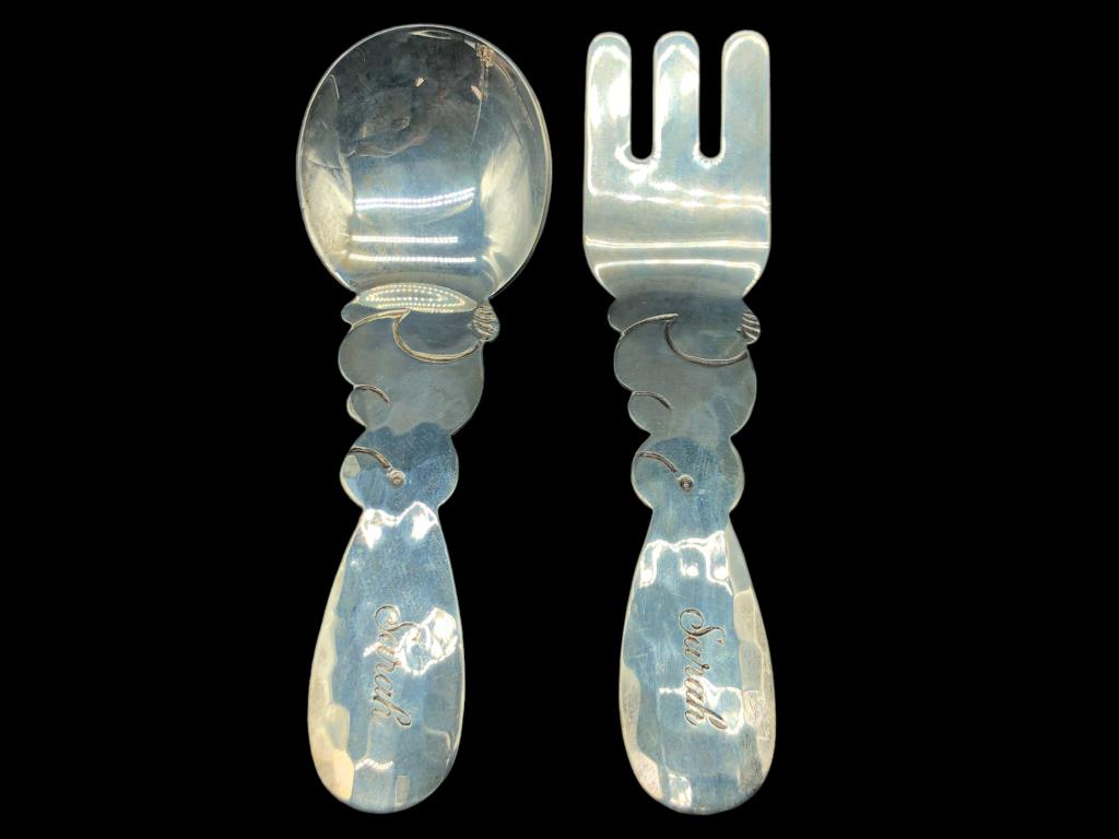 PORTER BLANCHARD STERLING SILVER BABY SPOON & FORK (2) 40g (1 of 7)