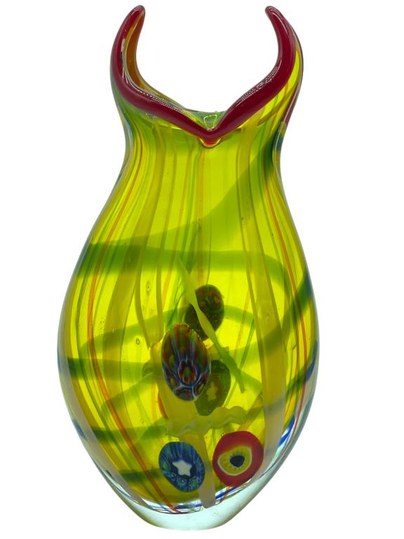 MID MOD MURANO STYLE ART GLASS FISH VASE 13.5" (1 of 7)