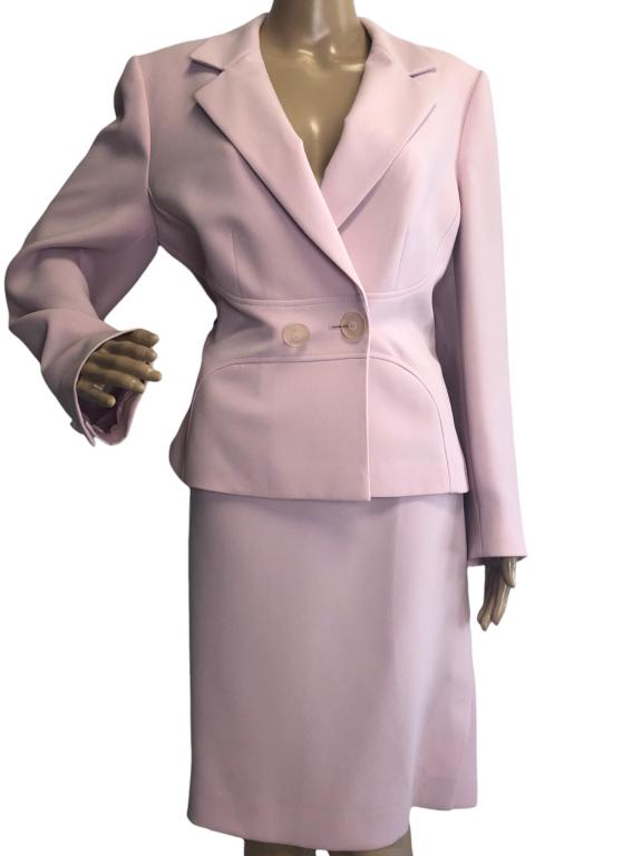 TAHARI ARTHUR S. LEVINE PINK PLUSH SKIRT SUIT (1 of 3)