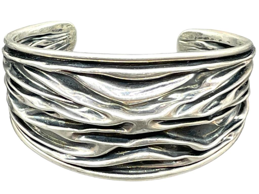 VINTAGE MID MOD STERLING SILVER CUFF BRACELET 32G (1 of 7)