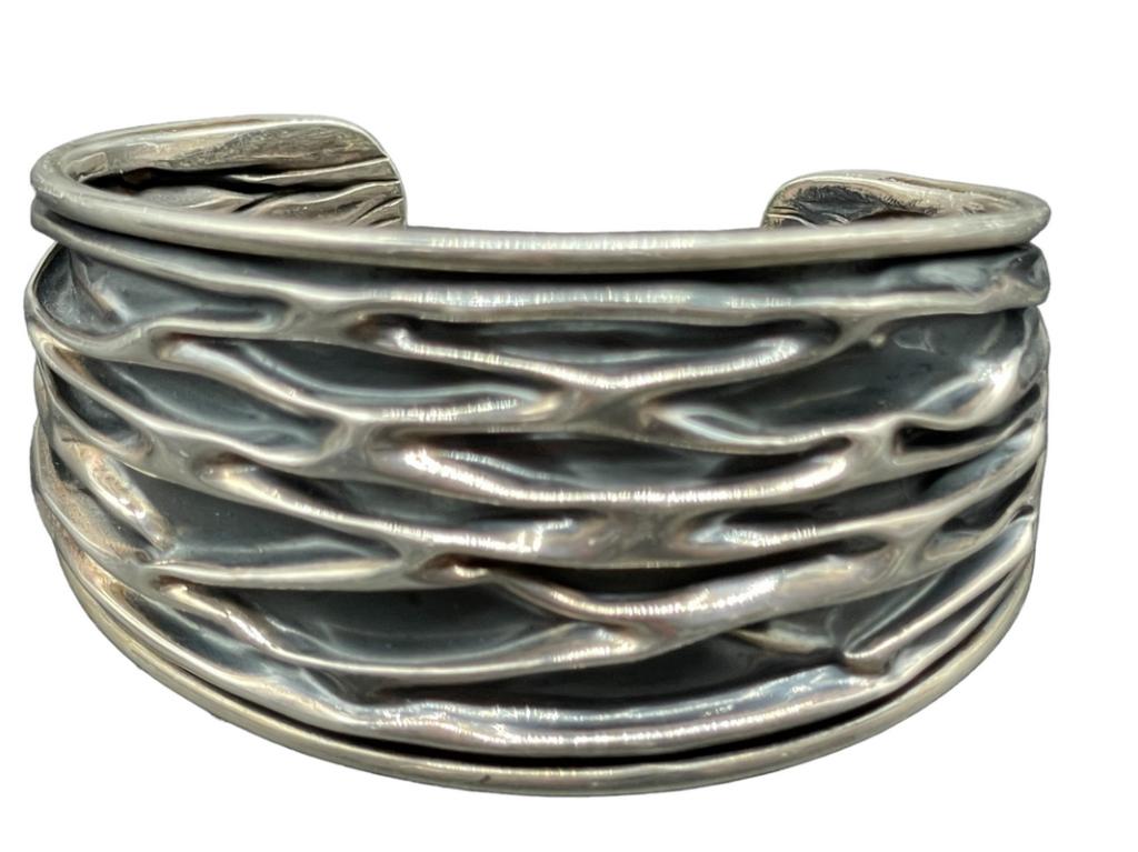 VINTAGE MID MOD STERLING SILVER CUFF BRACELET 32G (1 of 9)