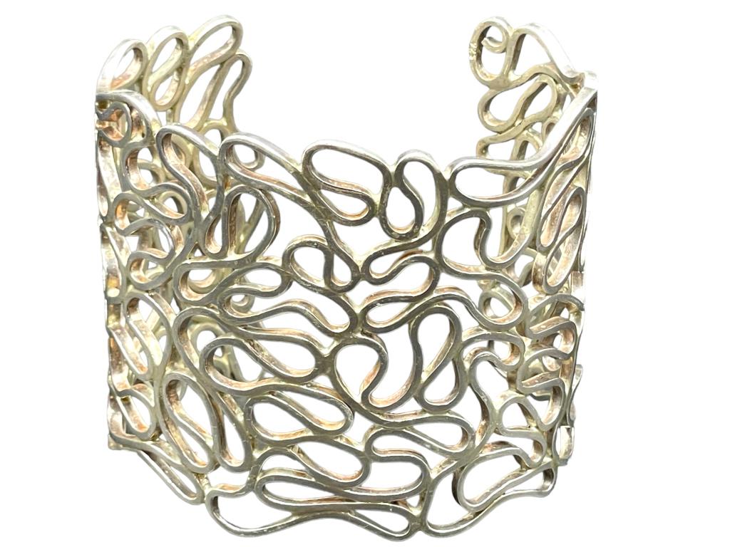 STERLING SILVER MODERN FILIGREE CUFF BRACELET (1 of 7)