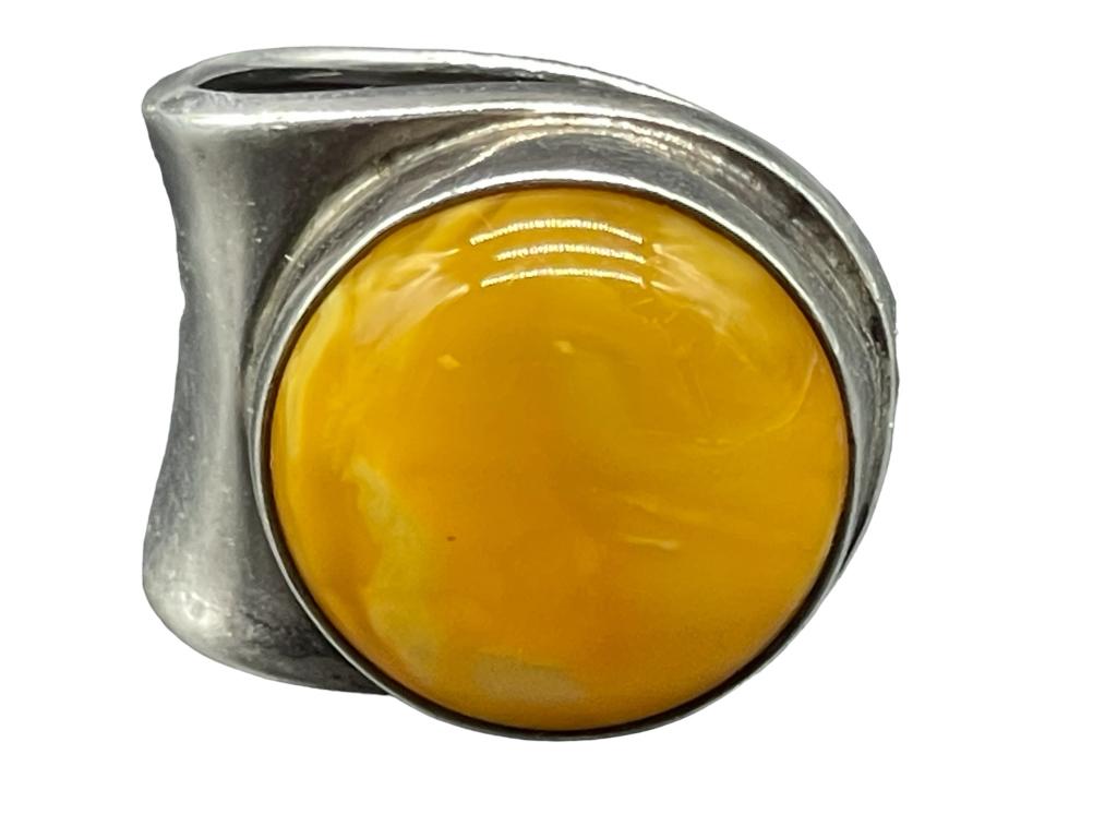 MID MOD STERLING SILVER & AGATE RING 12G SZ 7 (1 of 6)