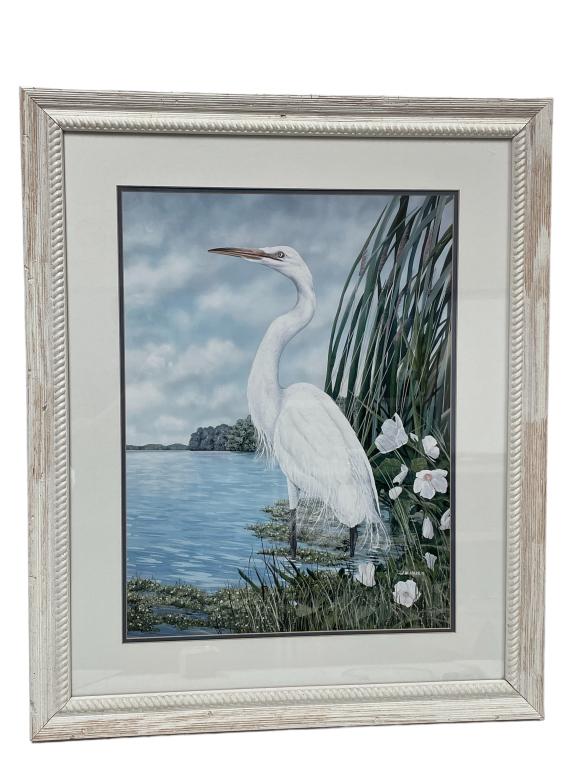 J.W. HARRIS WHITE EGRET DECORATIVE PRINT 33.5" (1 of 5)