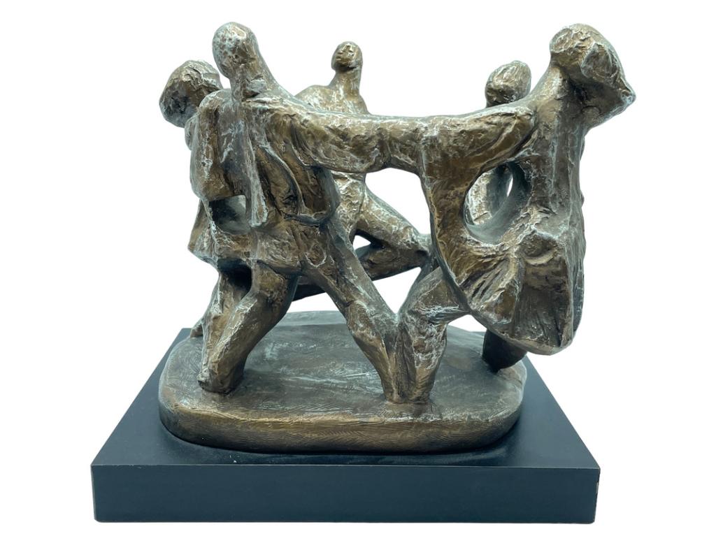 70'S KLARA SEVER JUDAICA HORA DANCE SCULPTURE: VINTAGE 1970 AUSTIN PRODUCTIONS KLARA SEVER JUDAICA HORA DANCE SCULPTURE-11.5" X 11.5" DIAMTER-PATINATED COMPOSITE MATERIAL-GOOD PRE OWNED CONDITION-DP61423