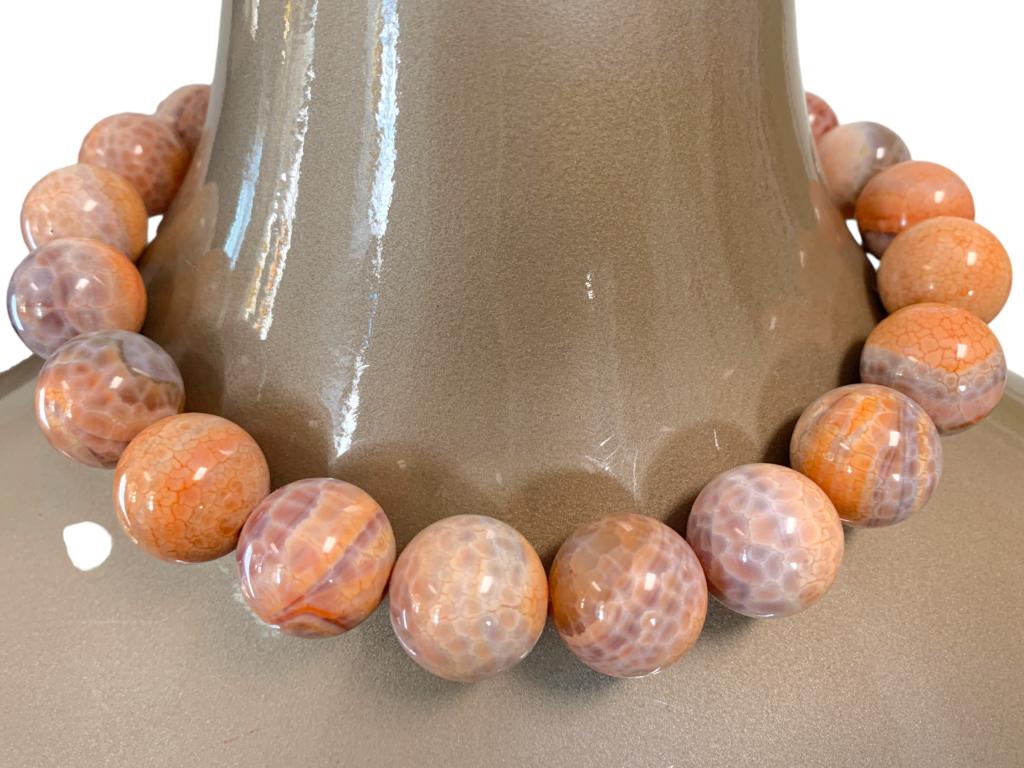 CHUNKY ORANGE QUARTZ STYLE BEADED NECKLACE (1 of 3)