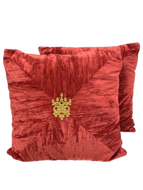 PAIR OF LUXURIOUS OVERSTUFFED DESIGNER PILLOWS (1 of 5)