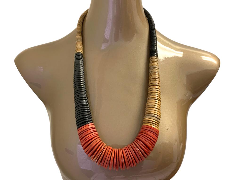 HANDVRAFTED WOODEN BEADED STATEMENT NECKLACE: HANDVRAFTED WOODEN BEADED STATEMENT NECKLACE -