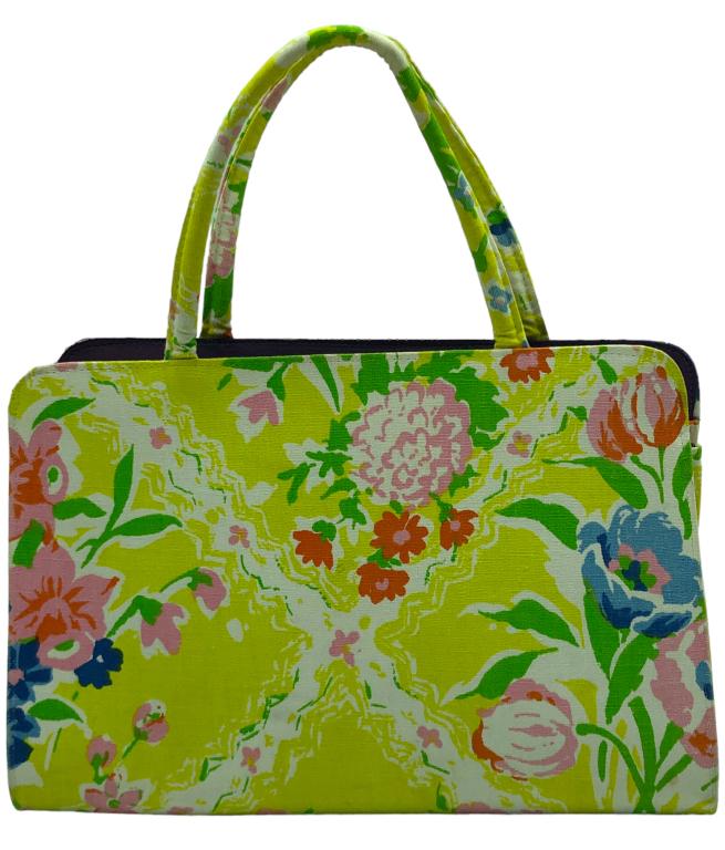 MARGARET SMITH LIME GREEN FLORAL DESIGN HANDBAG (1 of 6)