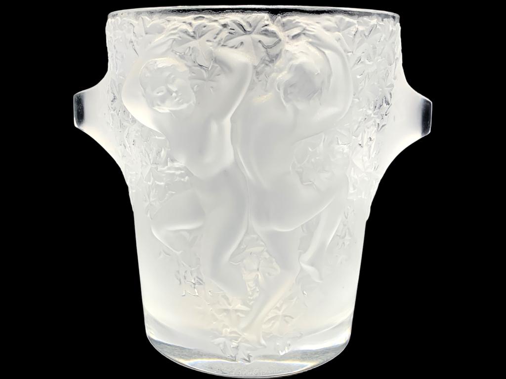 SIGNED LALIQUE GANYMEDE PATTERN ICE BUCKET 9" (1 of 6)
