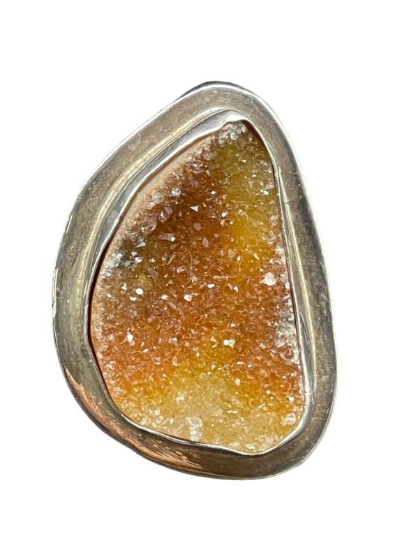 STERLING SILVER AGATE STONE CRYSTAL RING (1 of 7)