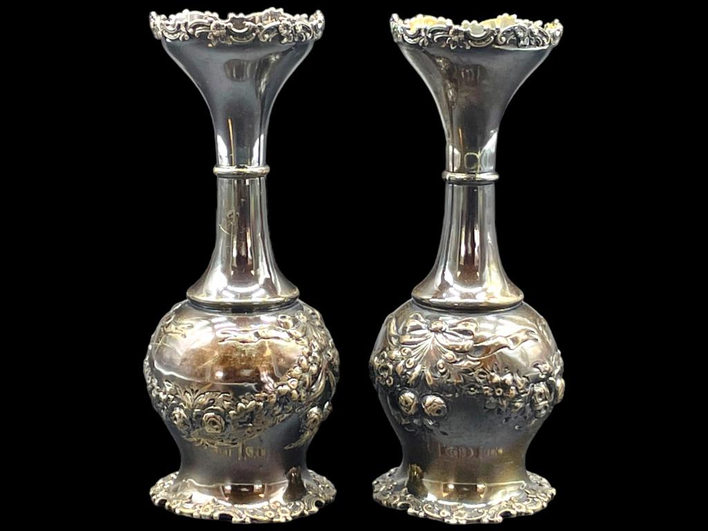 RAND & CRANE STERLING SILVER BUD VASES 211g (1 of 5)