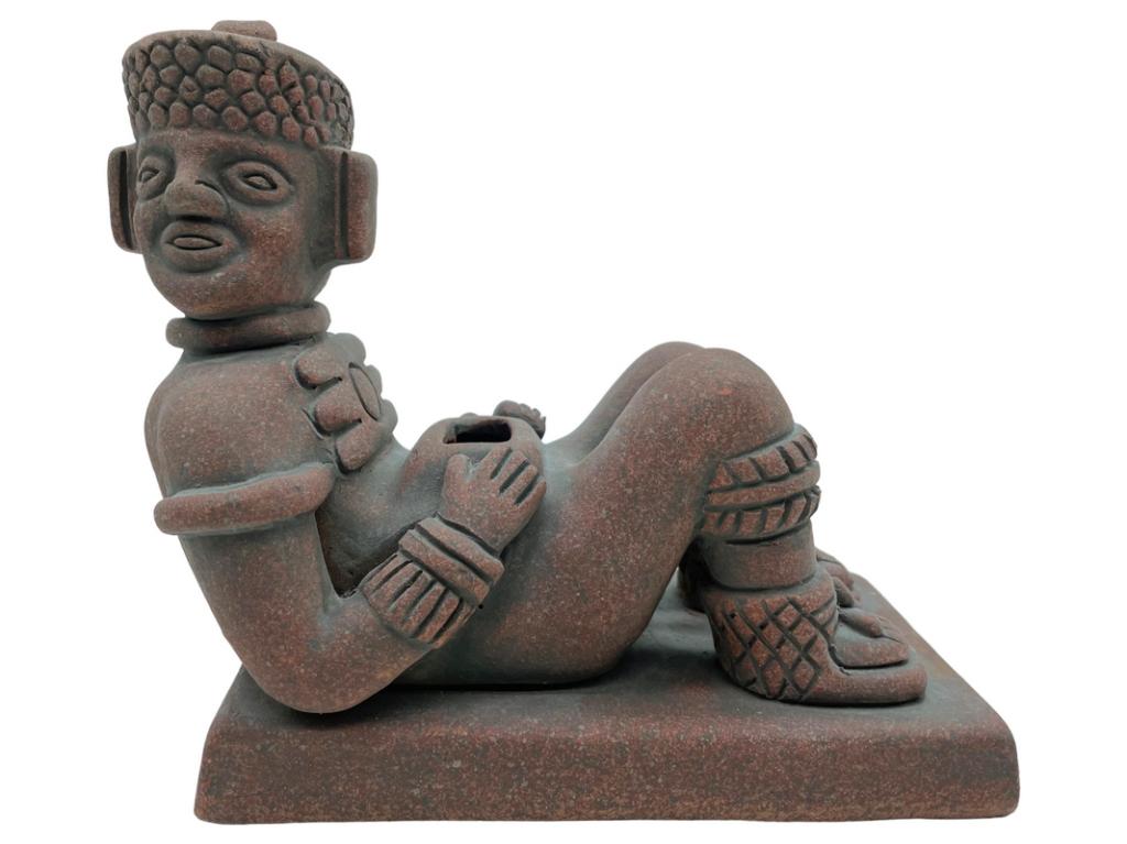 CHAC MOOL MAYAN GOD OF RAIN SCULPTURE 8": -CHAC MOOL MAYAN GOD OF RAIN TERRACOTTA HANDMADE ART-SIZE: 8" X 7" JR BTQ RAC 07/20
