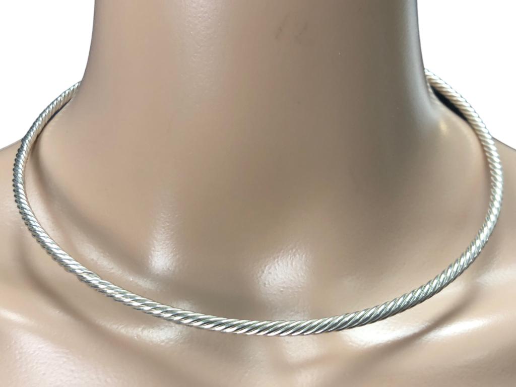 TWISTED STERLING SILVER CHOKER COLLAR NECKLACE: TWISTED STERLING SILVER CHOKER COLLAR NECKLACE -SIZE:5"-WEIGHT: 25.8-KA 6/22/23 FRO