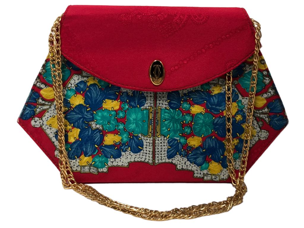 CARTIER RED  HEXAGON FLAP CHAIN SHOULDER BAG (1 of 8)