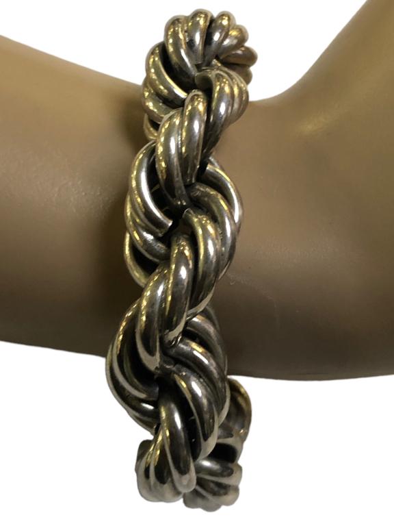 MID CENTURY STERLING SILVER ROPE CHAIN BRACELET (1 of 4)