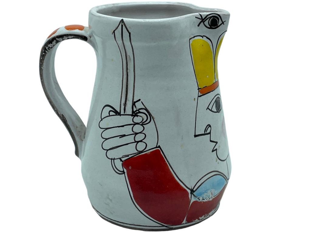 GIOVANNI DESIMONE PAINTED CERAMIC PITCHER 7.5" (1 of 8)