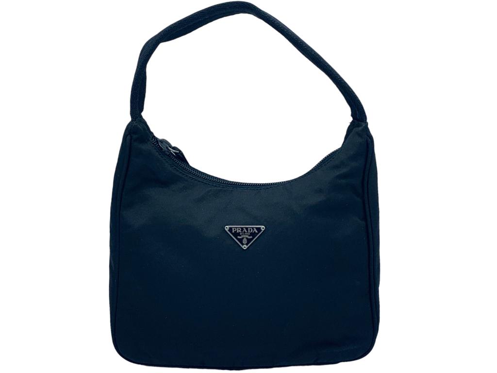 PRADA BLACK CANVAS HOBO SHOULDER BAG (1 of 4)
