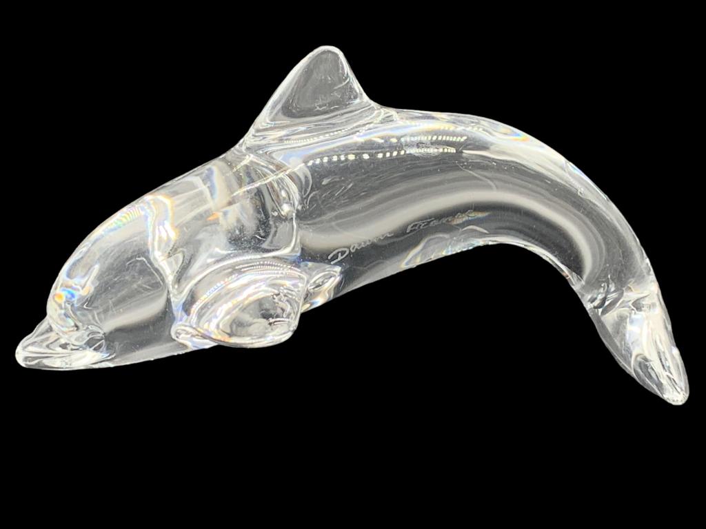 DAUM FRANCE CRYSTAL ART GLASS DOLPHIN FIGURINE 4" (1 of 5)
