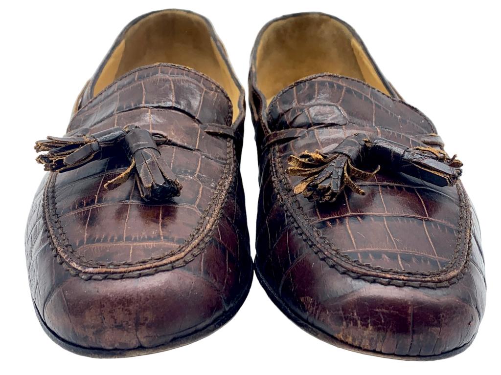 RALPH LAUREN ITALIAN CROCODILE LEATHER LOAFERS SZ7: -RALPH LAUREN ITALIAN CROCODILE LEATHER LOAFERS -SIZE: 7-GOOD PREOWNED CONDITION -WEAR CONSISTENT WITH AGE