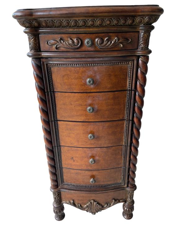 MAHOGANY STYLE WOOD JEWELRY ARMOIRE CABINET (1 of 8)